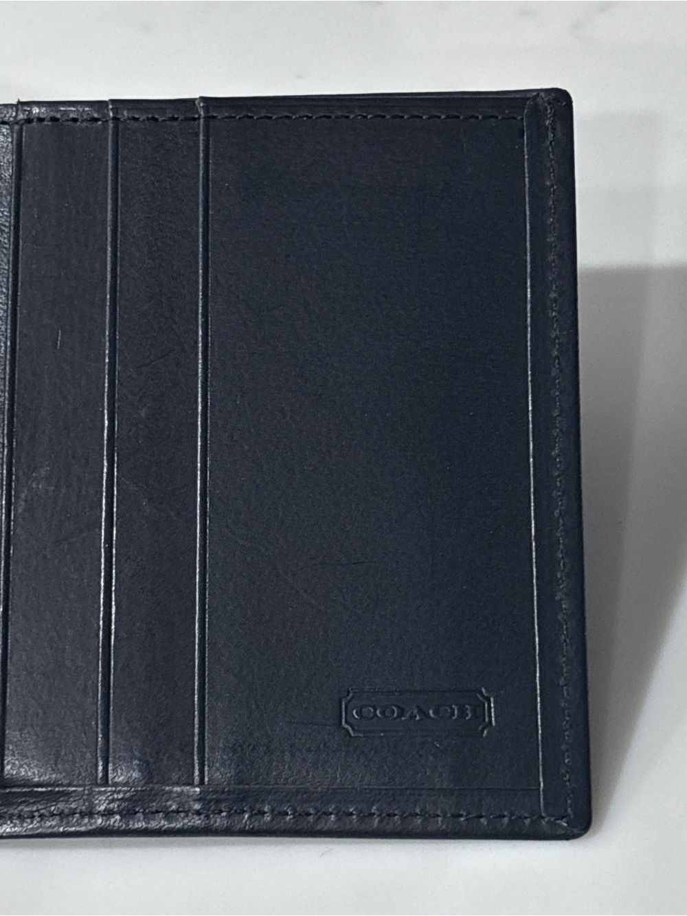 COACH Black Leather Bifold Passcase Wallet ID Window Card Case Minimalist - Picture 7 of 10